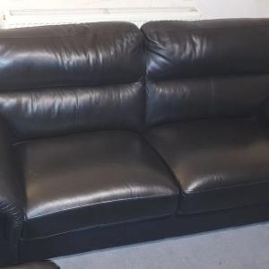 DFS ALTO Comfortable 3 Seater 2 cushion Sofa in Black - Real Leather, nearly new
