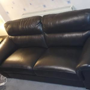DFS ALTO Comfortable 3 Seater 2 cushion Sofa in Black - Real Leather, nearly new
