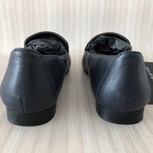 Kaleidoscope Navy Leather Loafers with Gold Chain Trim