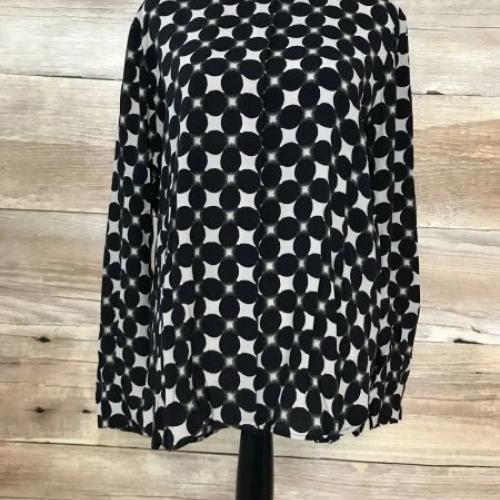 Mango Black and Beige Long Sleeve Shirt