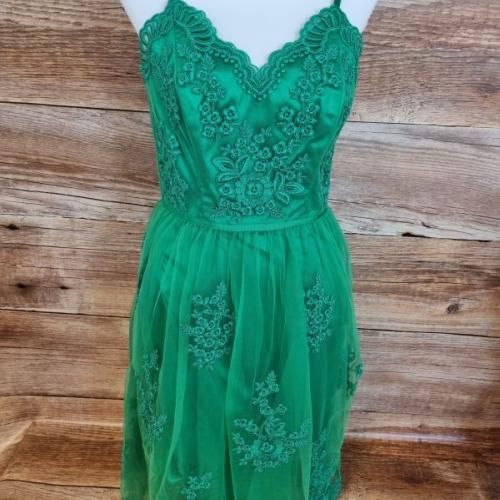 Green netted dress