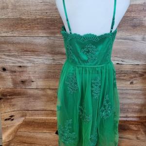 Green netted dress