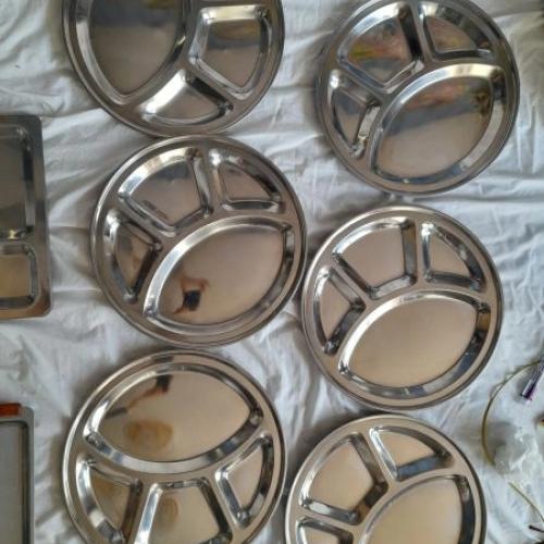 6x Premium Stainless Steel Thali Plates - Sectioned Serving Trays [Like New]