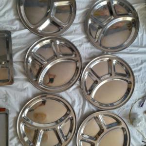 6x Premium Stainless Steel Thali Plates - Sectioned Serving Trays [Like New]