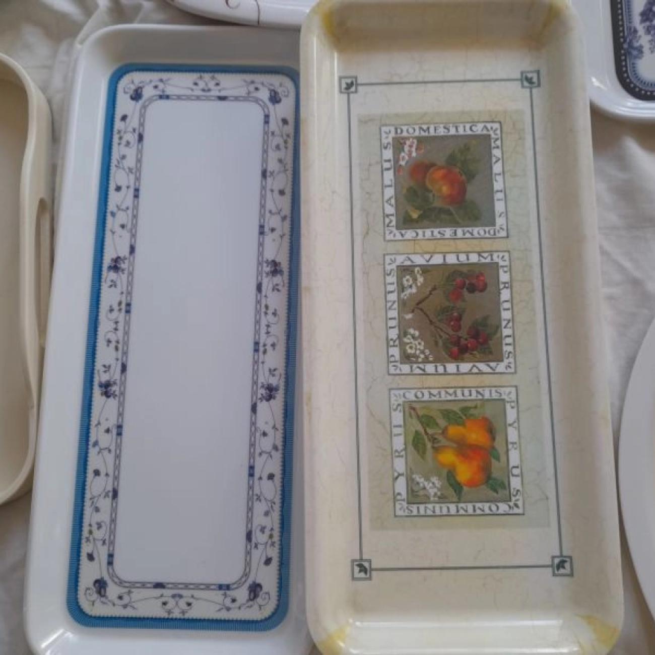9x High-Quality Melamine Serving Trays, Different Sizes Large Round Square and Rectangular