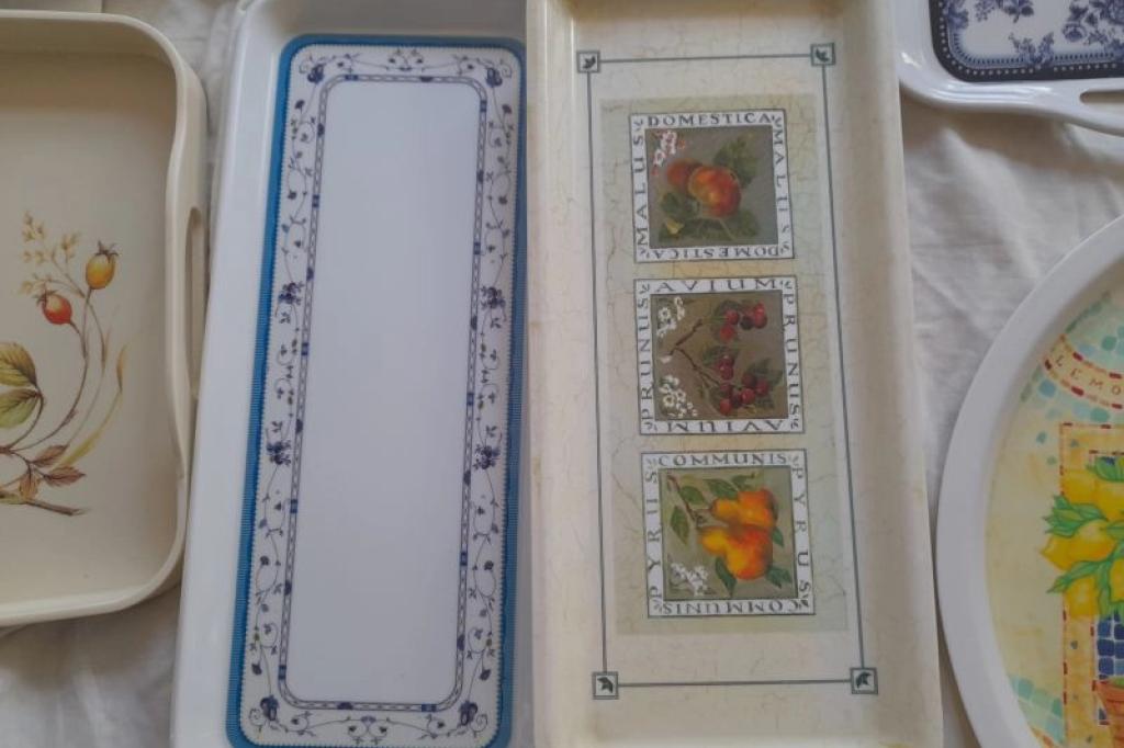 9x High-Quality Melamine Serving Trays, Different Sizes Large Round Square and Rectangular
