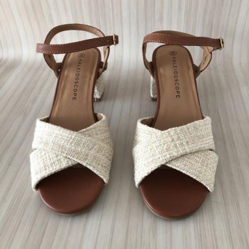 Kaleidoscope Tan/Cream Block Heel Sandals