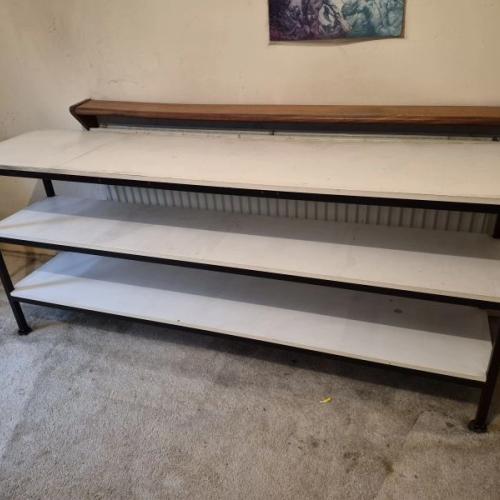 Solid Metal framed workbench with three shelves