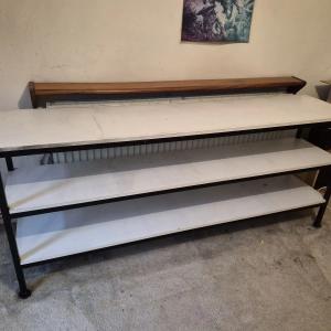 Solid Metal framed workbench with three shelves