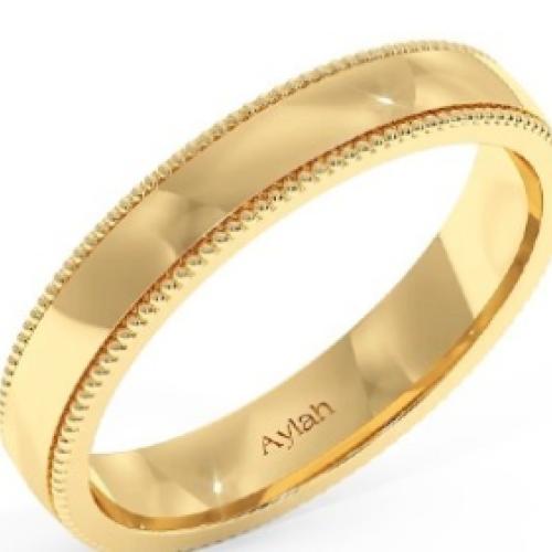 Court Shape Millgrain Wedding Band