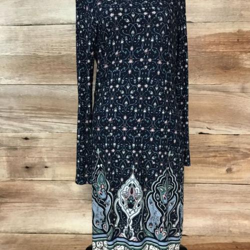 Kaleidoscope Blue Patterned Long Sleeved Jersey Dress