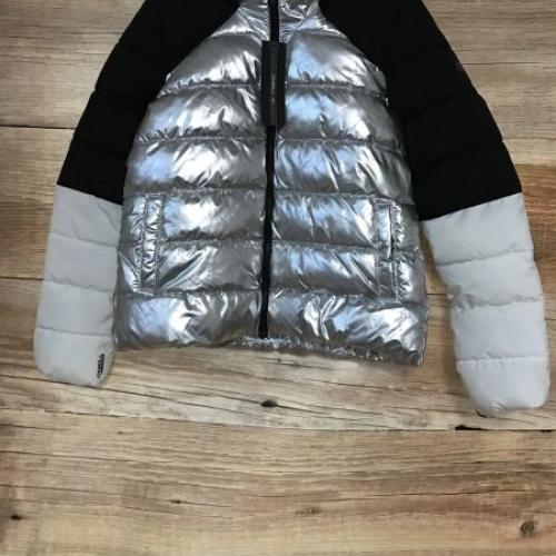 O'Neills Silver and Black Quilted Puffer Jacket