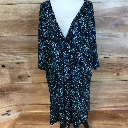 Bonprix Navy Pattered Wrap Over Top