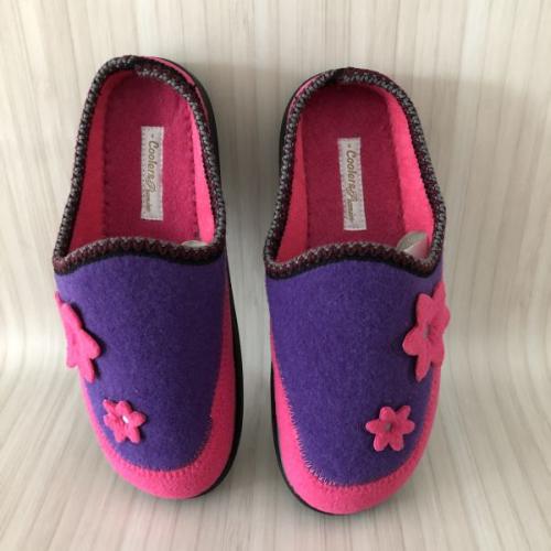 Coolers Premier Ladies Plum & Fuchsia Felt Mule Slippers