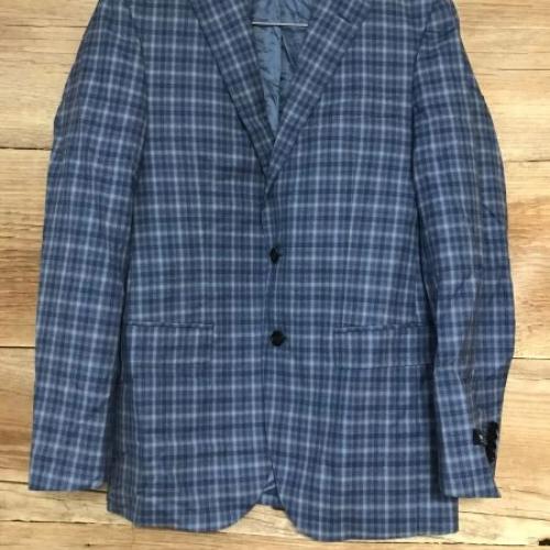 Flannels Blue Checked Long Sleeve Blazer