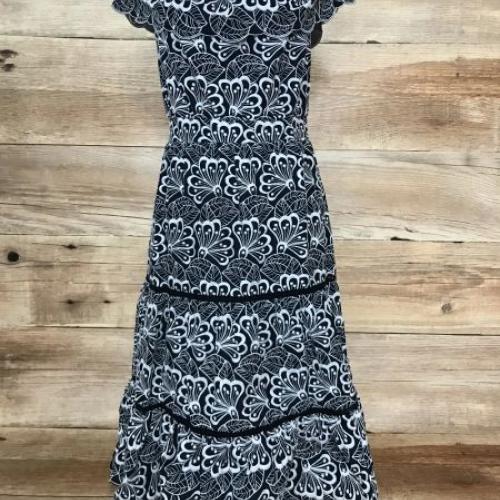 Glamour Navy and White Wide Neck Dress