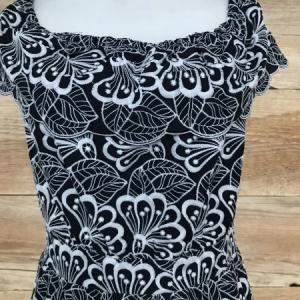 Glamour Navy and White Wide Neck Dress