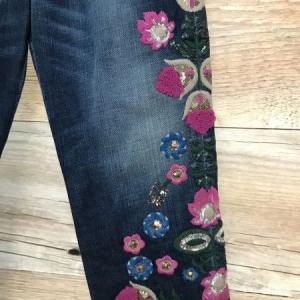 DSquared2 Blue Denim Jeans with Floral Embroidery Design