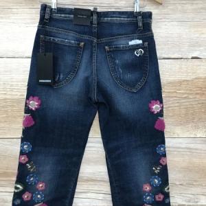 DSquared2 Blue Denim Jeans with Floral Embroidery Design