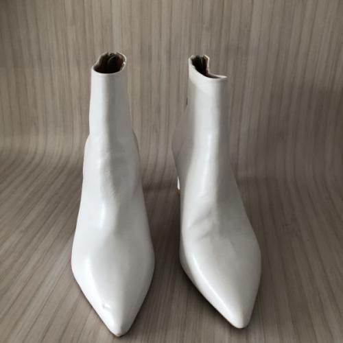 Kaleidoscope White Leather Ankle Boots