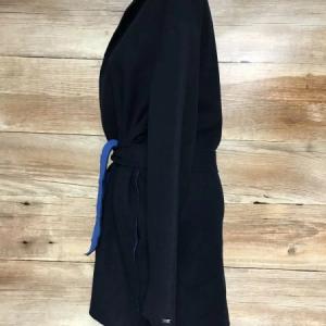 Tommy Hilfiger Black and Blue Tie Up Robe Style Coat
