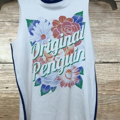 Penguin by Munsingwear White Vest Top with Floral Brand Logo