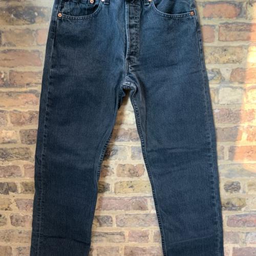 Vintage Levis Iconic 501 Regular Fit High Waisted Washed Dark Black MOM Jeans W31 L34