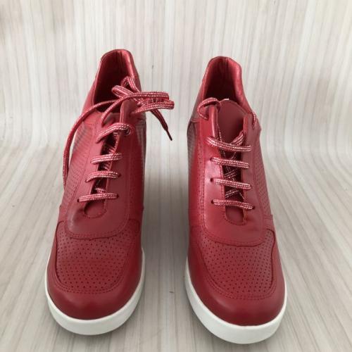 heine Red High Wedge Trainers