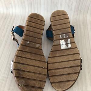 Lunar Cobalt Blue/Animal Print Gold T-Bar Sandals