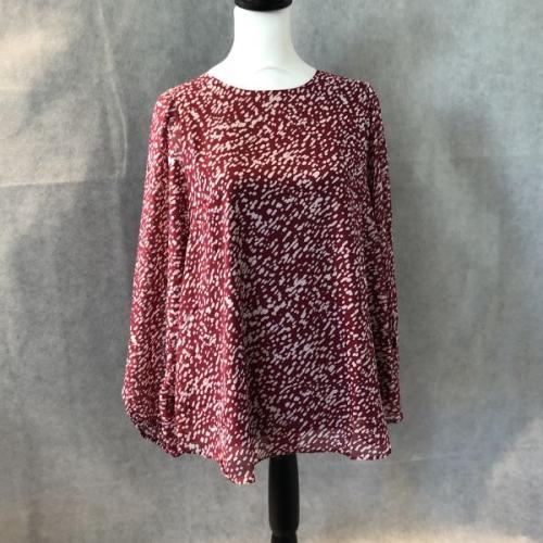 Burgundy and white blouse