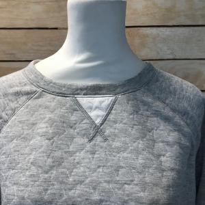 Quilted Crew Neck Grey Jumper