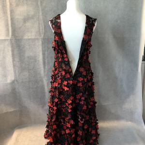 Red and black floral dress
