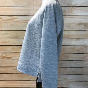 Quilted Crew Neck Grey Jumper