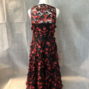 Red and black floral dress