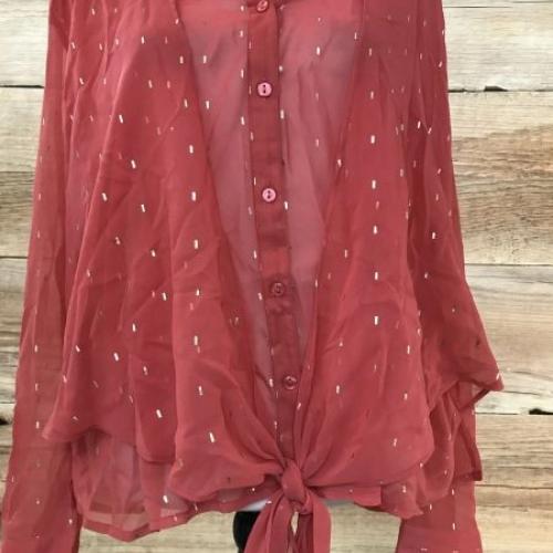 Together Sheer Coral Tie Up Blouse