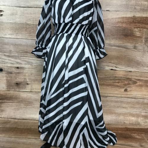 Star by Julien Macdonald black white striped lurex bardot dress