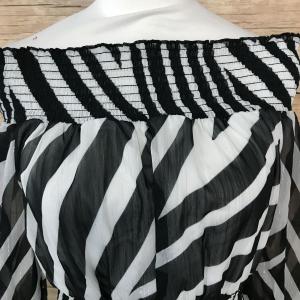 Star by Julien Macdonald black white striped lurex bardot dress