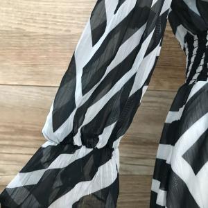 Star by Julien Macdonald black white striped lurex bardot dress