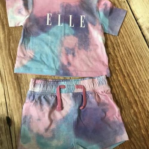 Elle Tie Dye Pink and Blue Shorts and T-Shirt Set