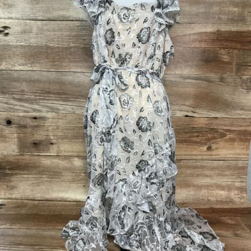 Kaleidoscope Grey and Beige Frill Dress