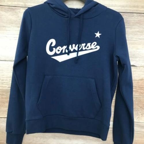 Converse Navy Classic Logo Fronted Hooded Shirt