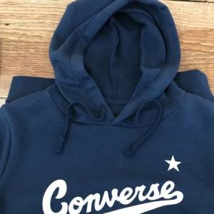 Converse Navy Classic Logo Fronted Hooded Shirt