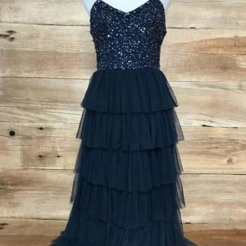 Quiz Occasion Sequined Bodice and Frill Layered Skirt Dress