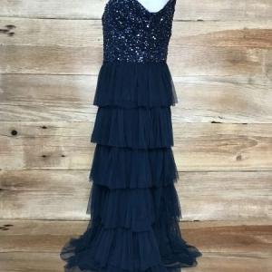 Quiz Occasion Sequined Bodice and Frill Layered Skirt Dress