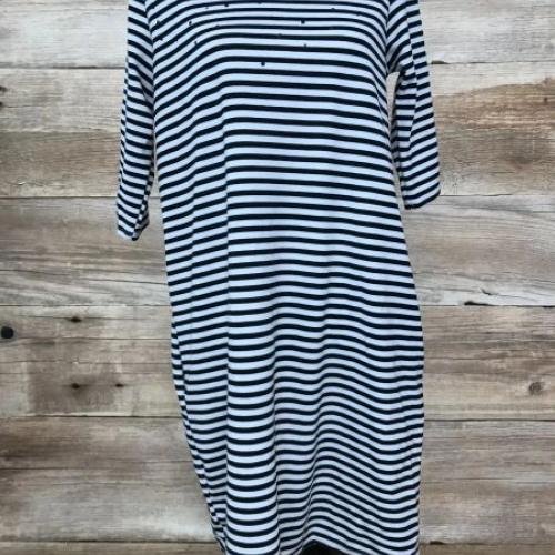 Kaleidoscope Black and White Striped Shift Dress with Pockets