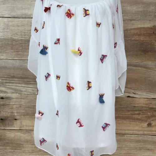 Together White & Butterflies Top