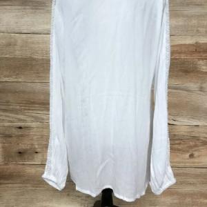 Vivance White Long Sleeve Top with Crochet Detail