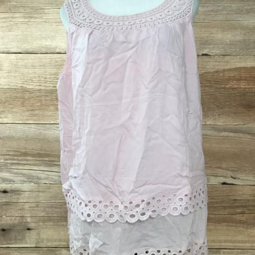 Tesini Pink Layered Top with Crochet Lace Detail