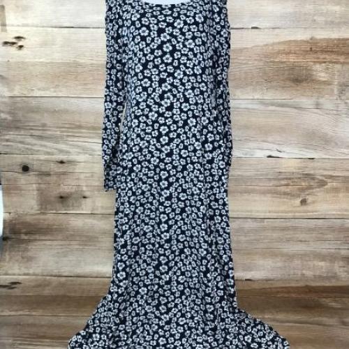 Kaleidoscope Black Dress with White Flower Print