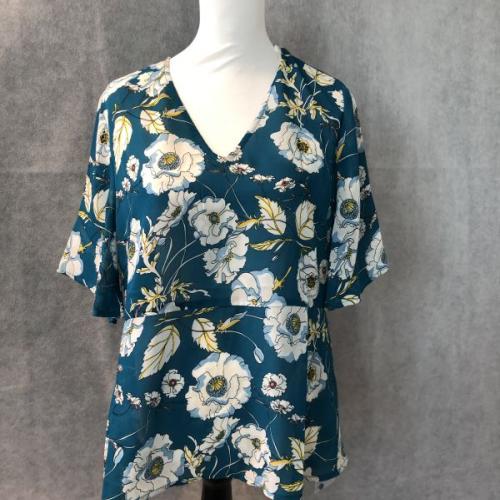 Teal floral top
